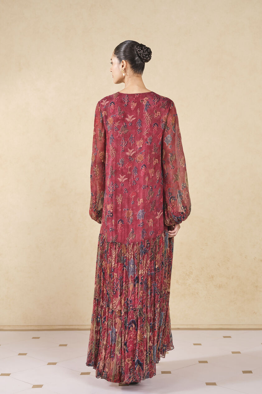 Rehma Printed Kaftan - Wine, Wine, image 2